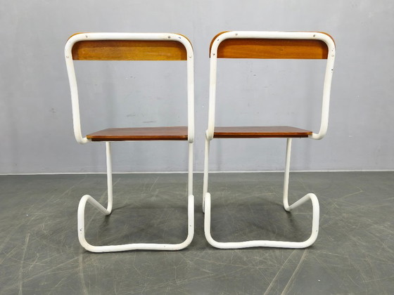 Image 1 of Set of 4 Bauhaus Cantilever Chairs, Tubular Steel, Germany 1930s