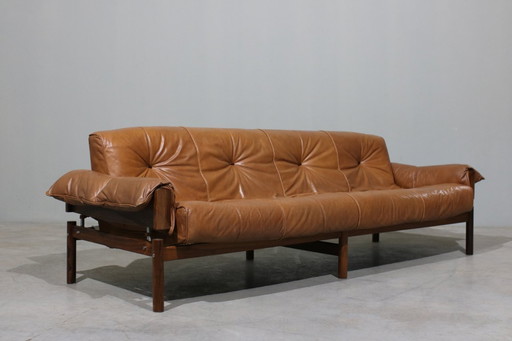 MP13 Sofa aus Leder und Palisanderholz von Percival Lafer, 1970er Jahre