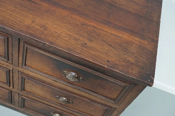 Image 1 of Armoire d'apothicaire/classeur ancienne en chêne et bois fruitier français, début du XXe siècle