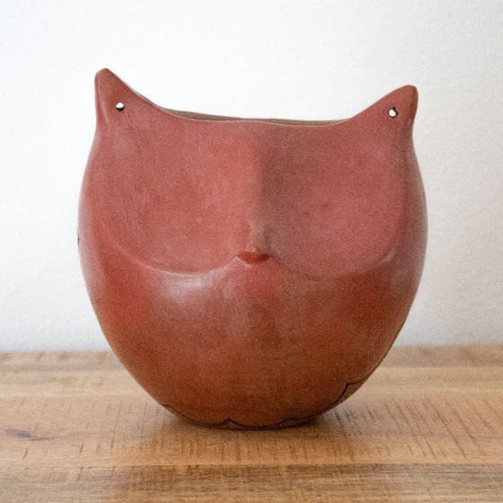 Image 1 of Abstract Terracotta Owl Vase
