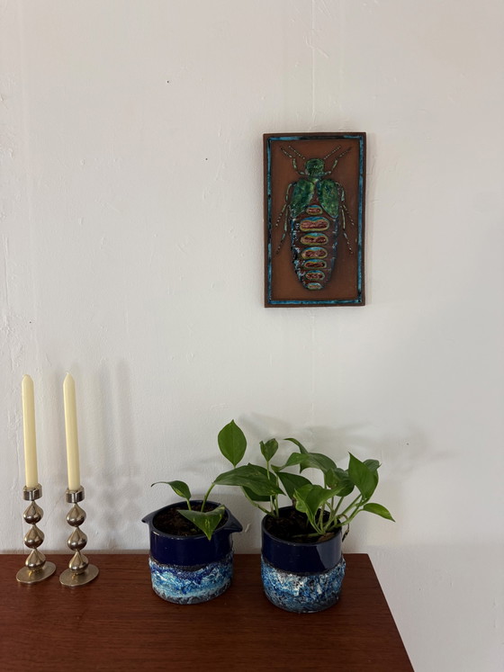 Image 1 of Keramische Wandplakette mit Käfermotiv, Knabstrup Keramik ‘60
