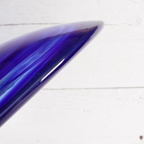 Image 1 of Mid-Century Large Blue Swirl Glass Bowl Atoll by Anna Ehrner for Kosta Boda / Sweden / 1990s