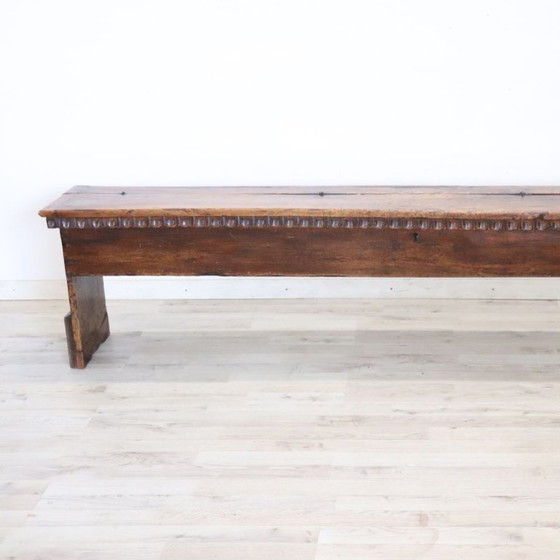 Panca lunga antica in noce con contenitore, Italia inizio XVIII secolo – Panche, Legno (photo 5 of 18)