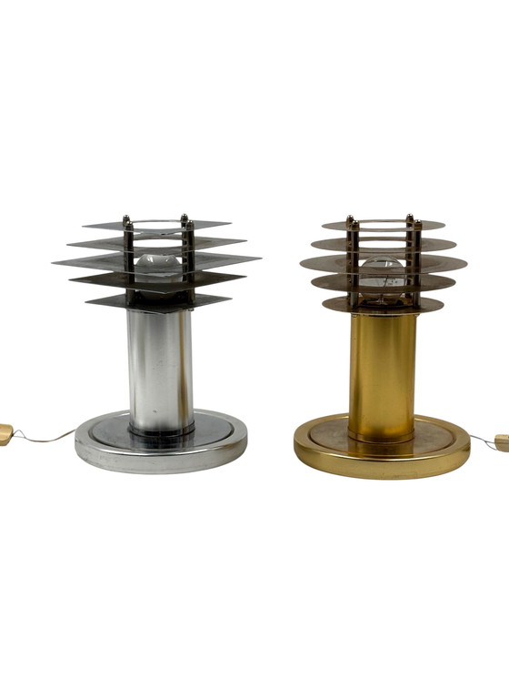 Image 1 of Ruimtetijdperk set van 2 tafellampen, Italië 1970