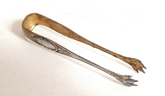 Image 1 of Silver & Gilt Sugar Tongs Height 13.5 Cm Early 20th Century