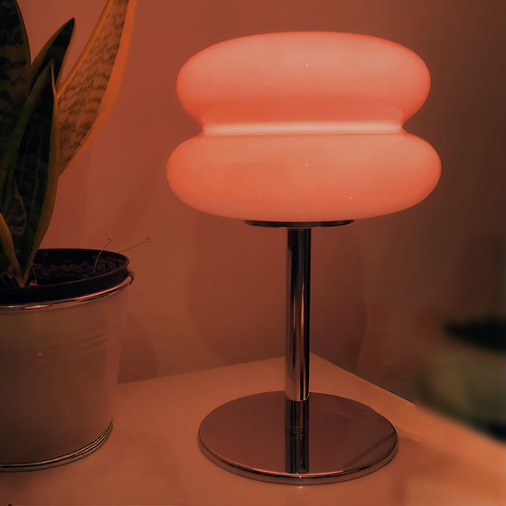 Image 1 of Retro Bauhaus Pink Lollipop Ripple Led table lamp