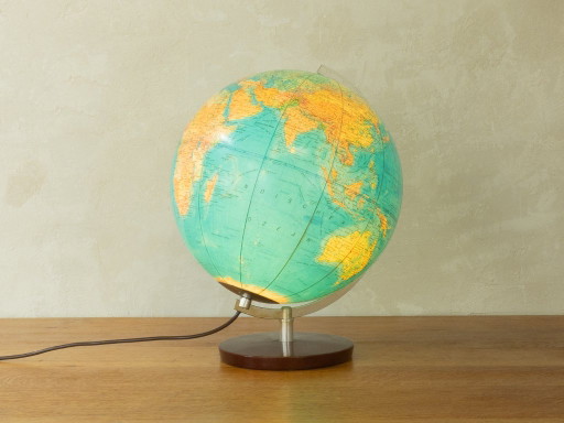1970s Illuminated Globe – tafellampen, Metal, Plastic