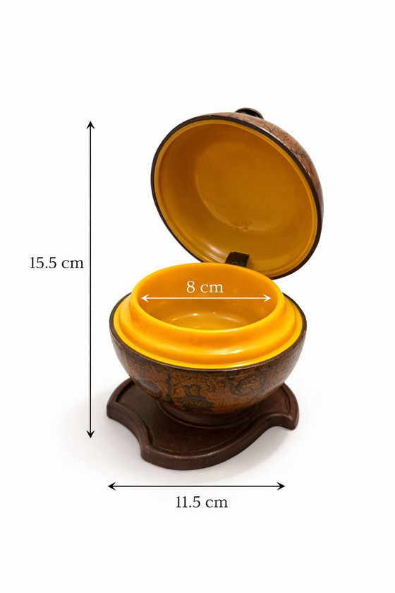 Image 1 of Aufbewahrungsbox im Stil der 1970er Jahre – Tischaccessoire im Mid-Century-Stil – Gelbe Innenausstattung