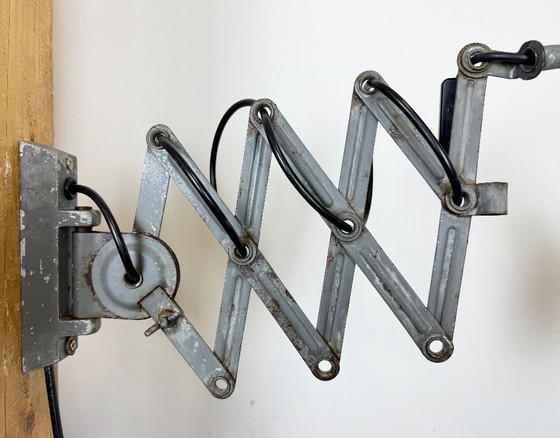 Image 1 of Grey Industrial Gooseneck Scissor Wall Lamp from Elektroinstala, 1960s