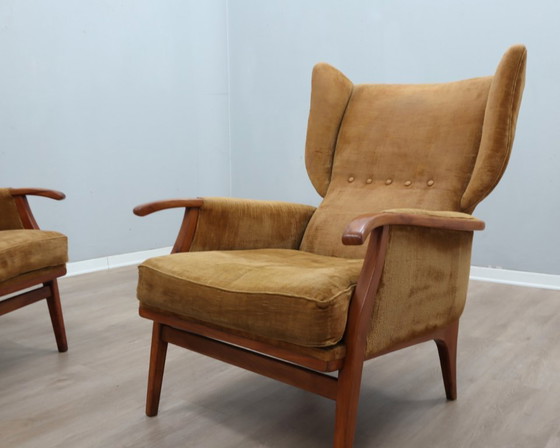 Image 1 of 1950s Camea Italian reclining armchairs dralon velvet, set of 2