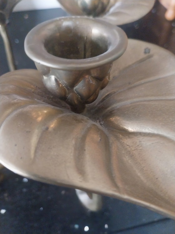 1 x Art Deco brass 5-point candle holder 1970s (photo 8 of 8)