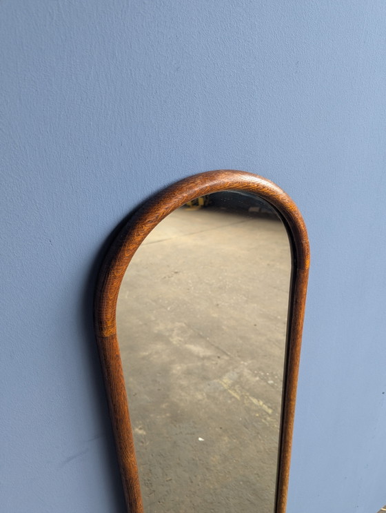 Image 1 of Miroir d'entrée vintage en bois / miroir sur pied