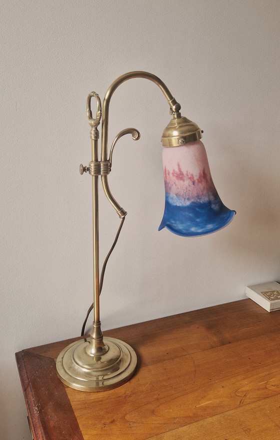 Image 1 of Art Nouveau stijl lamp- Messing en glaspasta- 1920's