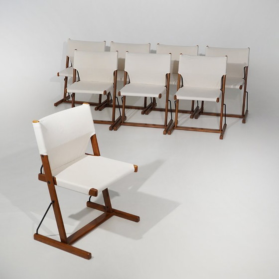Eight “Nina and Santa Maria” Chairs by Piero De Martini for Cassina, 1970s – Dining chairs, Textile (photo 4 of 15)