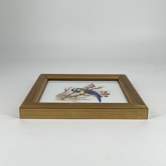 Image 1 of Augarten Vienna Handpainted Porcelain Plaque “Blue Tit” – Hubert Weidinger – 15 x 15 cm