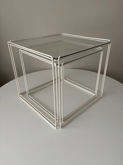 Max Sauze « Isocele » tables d'appoint cube vintage