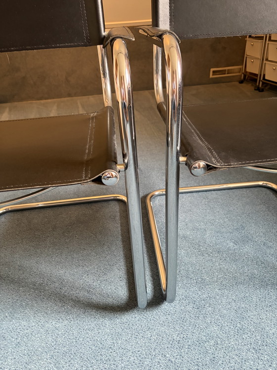 Image 1 of 2 x vintage leather tubular frame chairs