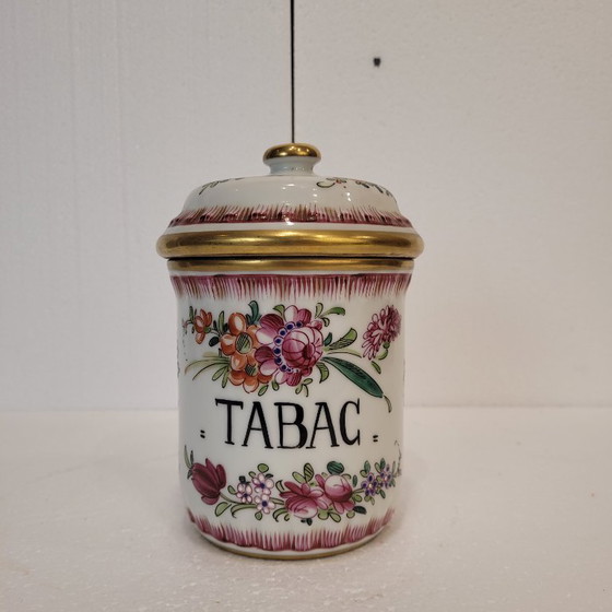 Image 1 of Bote para tabaco, porcelana pintada a mano, f. s. XIX - Francia
