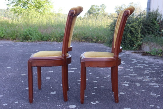 Image 1 of Paire de chaises Art Déco en velours et bois massif