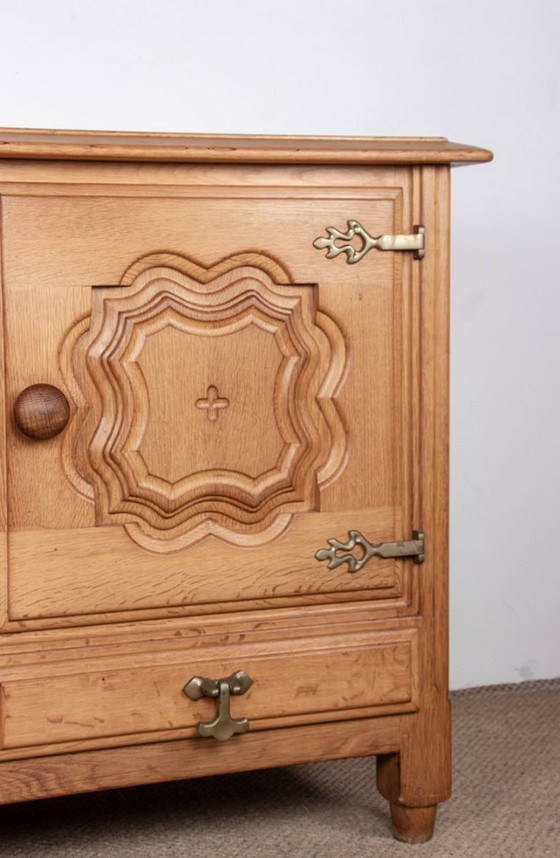 Image 1 of Very large French sideboard in solid oak by Guillerme and Chambron for Your Home 1960.