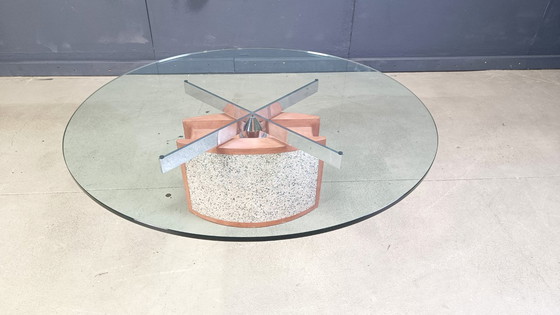 Image 1 of Mesa de centro de hormigón pintado y cristal Giorgio Saporiti de Saporiti Italia