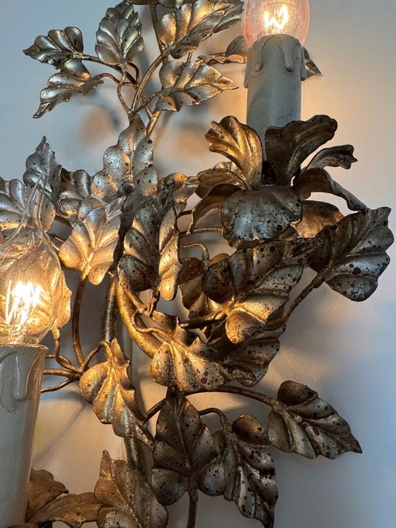 Image 1 of Florentine wall sconce with foliage design, 1960s
