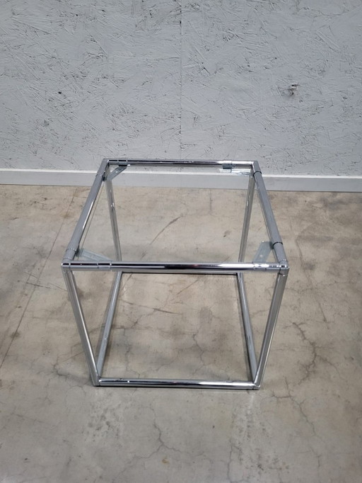 Poul Cadovius Serie Abstracta Modular chrome cube side table 1960s
