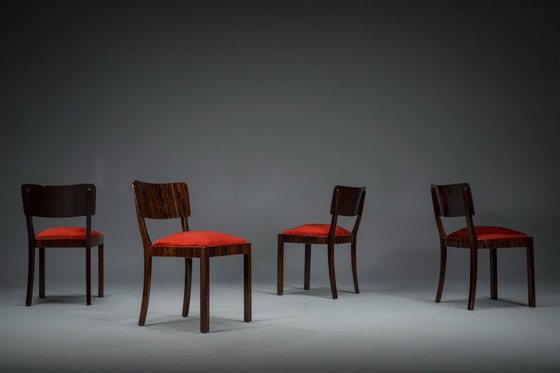 Image 1 of Art Deco Makassar Esszimmerstühle, 1930er Jahre, Satz von 4