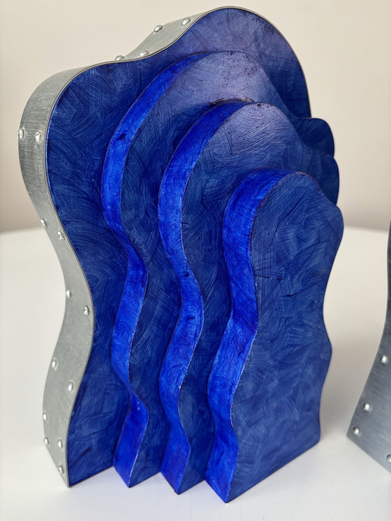 Image 1 of Boekensteunen “blue clouds” Ineke Otten Dutch design 