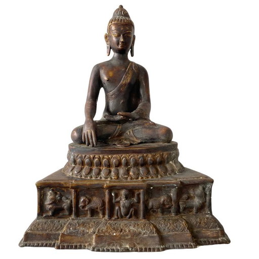 Antico Buddha in Bronzo Himalayano – ca. 500 anni – Tradizione Tibetana Occidentale / Mustang