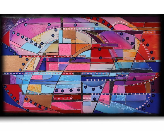 Image 1 of Kubisme A1362 - Abstract schilderij XXL