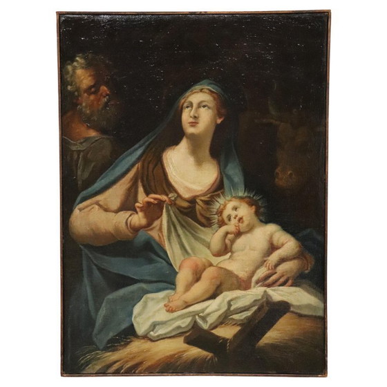 Image 1 of Sainte Famille, peinture à l'huile sur toile, école italienne du XVIIIe siècle