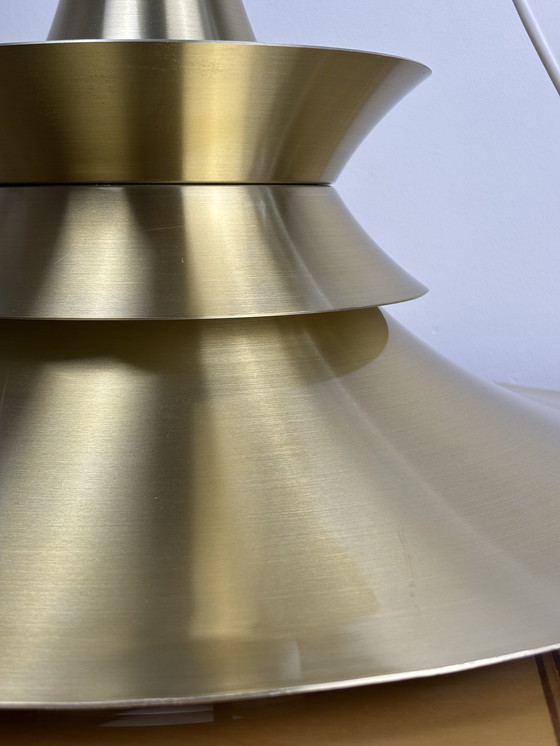 Image 1 of Lyskær Belysning Deense moderne koperen hanglamp, Spoetnik Design, Space Age, jaren 60, 70, industrieel ontwerp, minimalistisch,