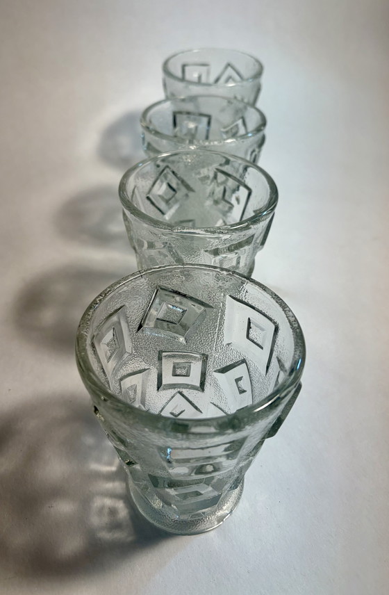 Image 1 of 4x Libochivice Art Deco glazen 