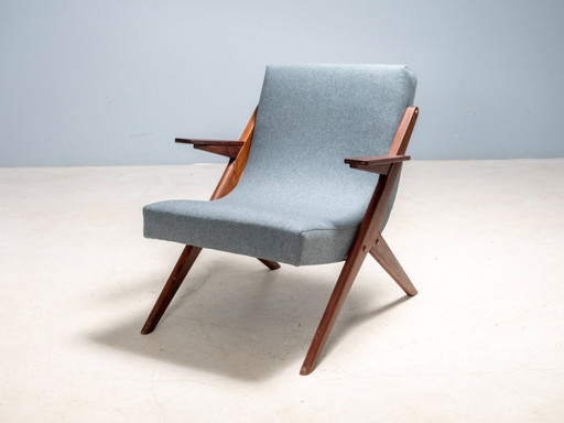 Sillón moderno de mediados de siglo, sillón completamente restaurado, década de 1950-1960