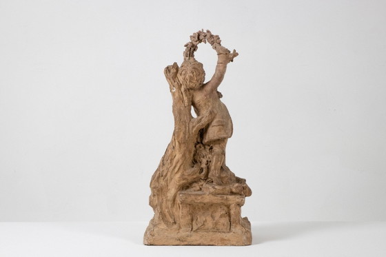 Rococo style terracotta sculpture, Children and Flowers. Circa 1850. – Ceramic (photo 3 of 11)