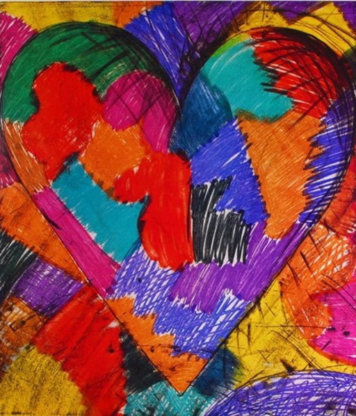 Jim Dine---Kleurenoffset-litho      HEART uit 1983