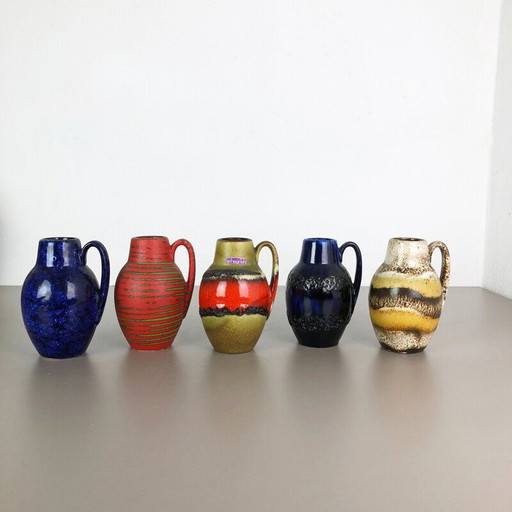 Set van 5 vintage vazen Fat Lava "414-16" van Scheurich, Duitsland