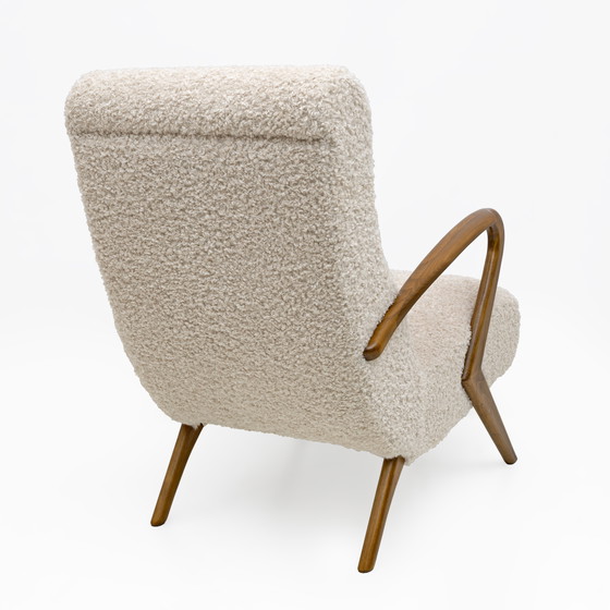 Image 1 of Attribute to Paolo Buffa Mid-Century Modern Italian Bouclé Armchairs, Pair