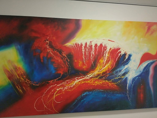 Grande Dipinto Moderno "Waves Of Fire" (240 x 120 cm!!)