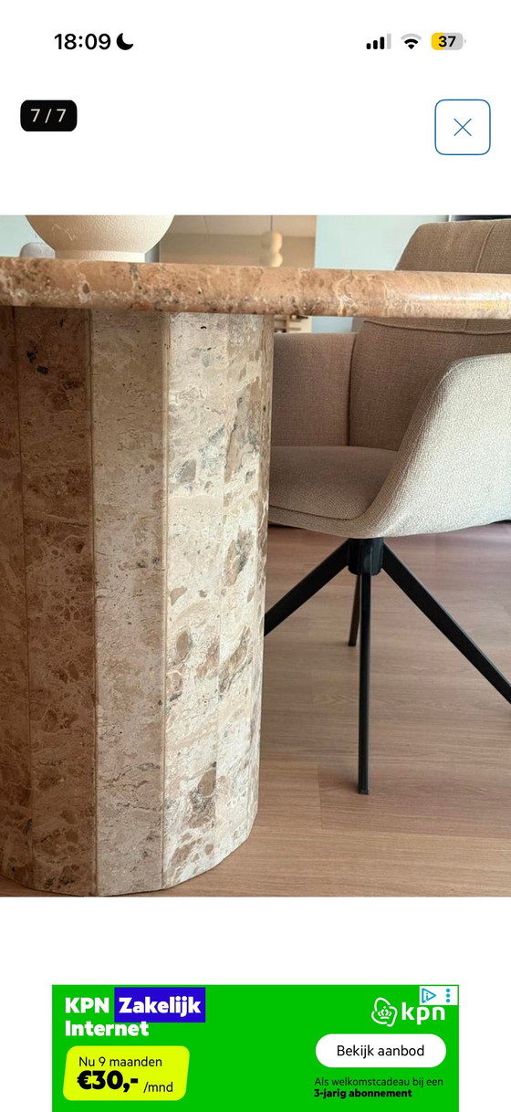 Image 1 of table à manger vintage en travertin