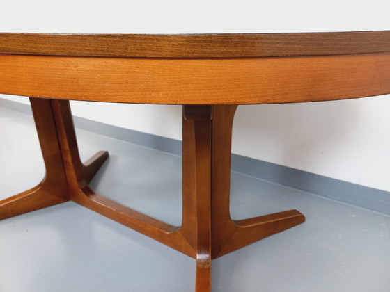 Image 1 of 60s-70s vintage Baumann elm wood oval dining table with extensions