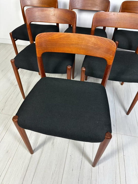 Image 1 of 6x Vintage Danish Teak Niels O. Møller Dining Chairs No. 75 50s