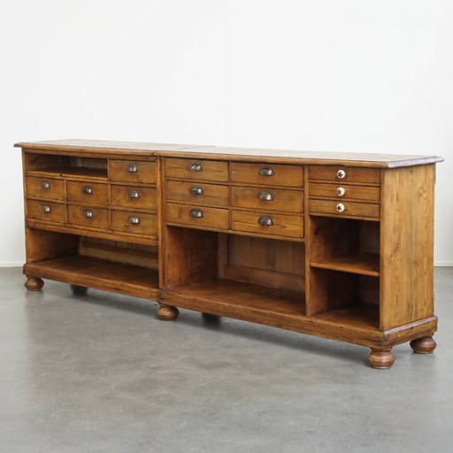 Tall, unique antique pinewood counter/ dresser/ counter