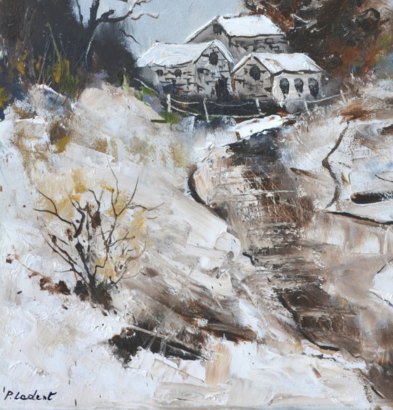 Río en invierno – P. Ladent, Pinturas y dibujos, Lienzo (photo 4 of 5)