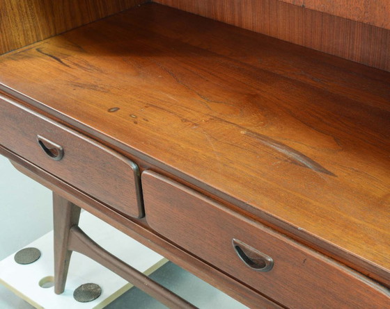 Image 1 of Mid-Century Louis van Teeffelen Design Teak Wooden High Sideboard for Webe with Ceramic Ravelli Tiles. The Netherlands, 1960s