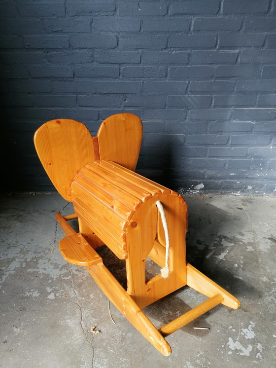 Image 1 of Scandinavische Schommelende Olifant Houten Vintage Kinderspeelgoed