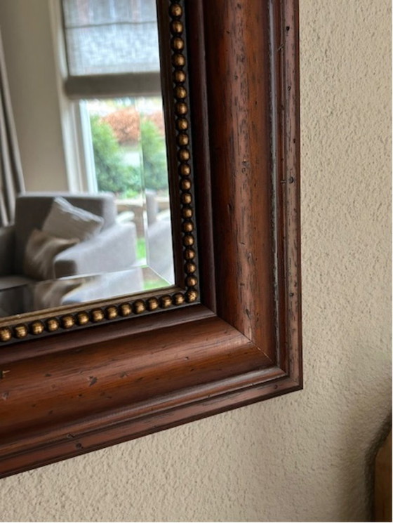 Image 1 of Miroir avec cadre en bois fin et bord facetté poli