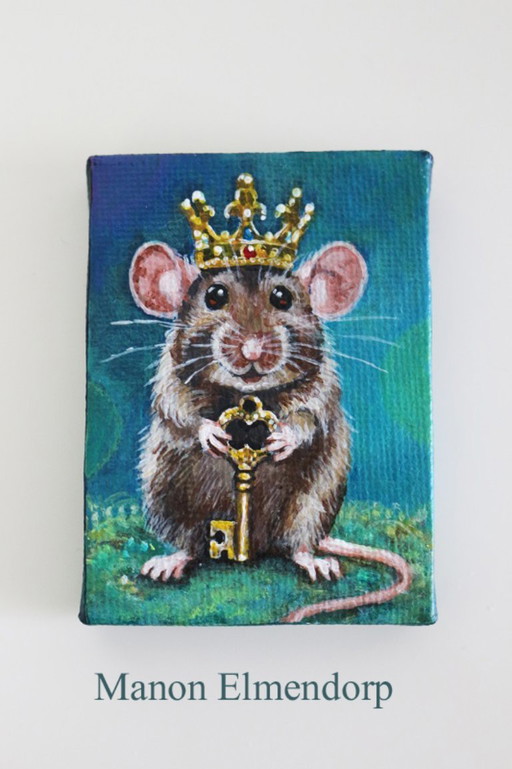 Hand-painted Mouse Painting: The Key to Happiness