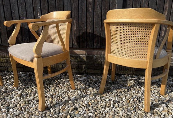 4 poltroncine da pranzo in rovere chiaro, Sedie da pranzo, Rattan, Tessile, Giallo (foto 3 di 5)